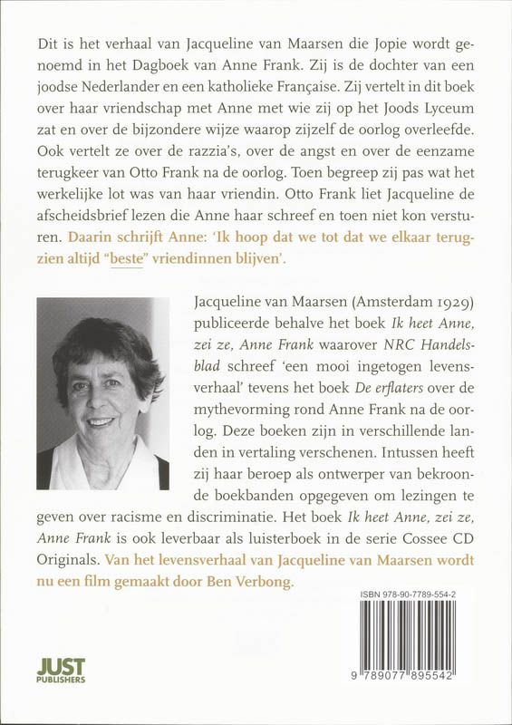 Achterkant van Ik heet Anne, zei ze, Anne Frank