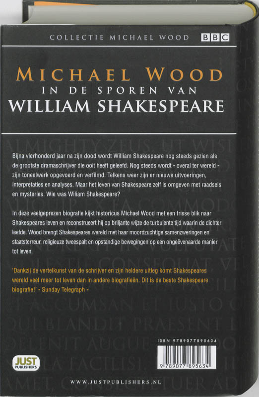 Achterkant van In de voetsporen van Shakespeare