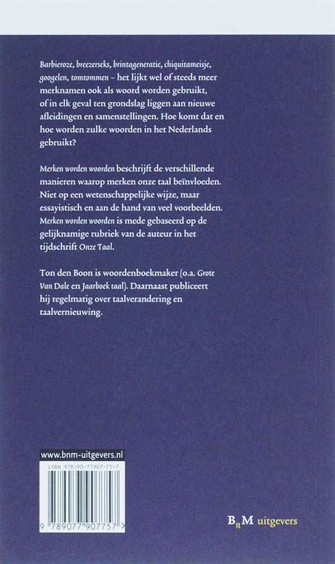 Achterkant van Merken worden woorden