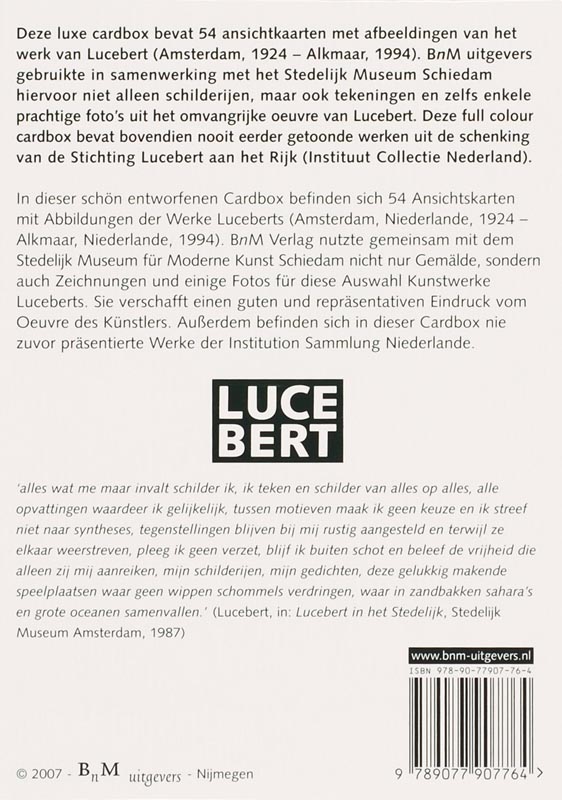 Achterkant van Cardbox Lucebert