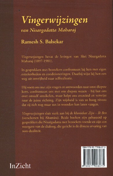 Achterkant van Vingerwijzingen van Nisargadatta Maharaj