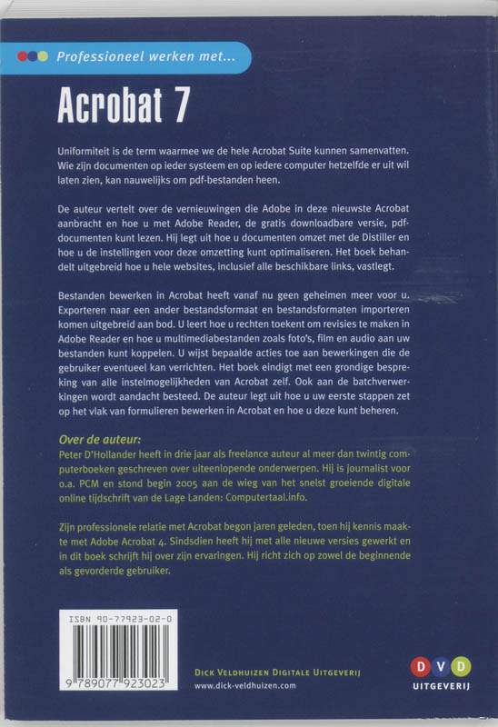 Achterkant van Professioneel werken met Acrobat 7