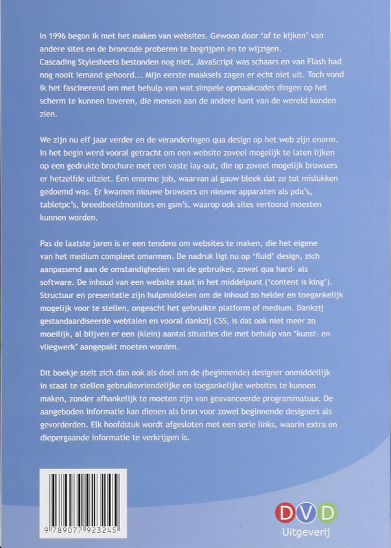 Achterkant van Zelf een site bouwen met XHTML