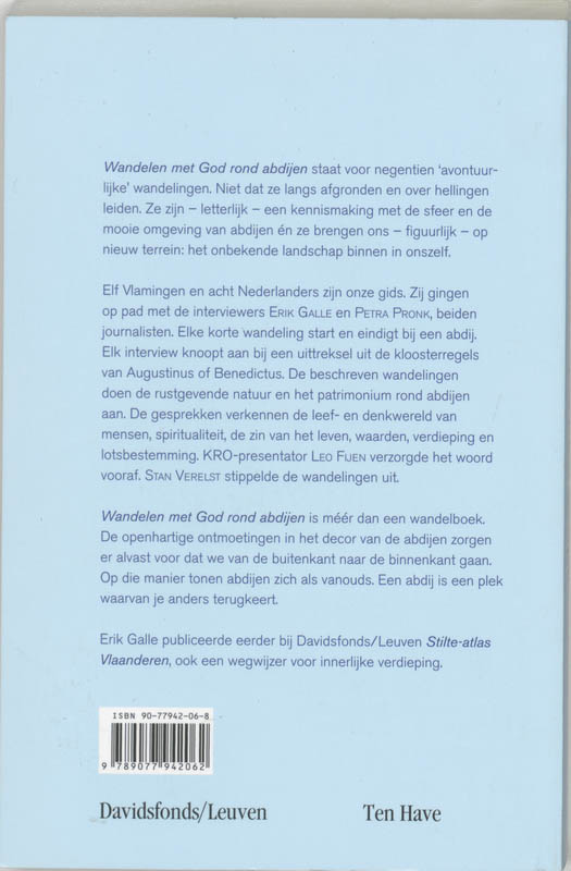 Achterkant van Wandelen met God rond abdijen
