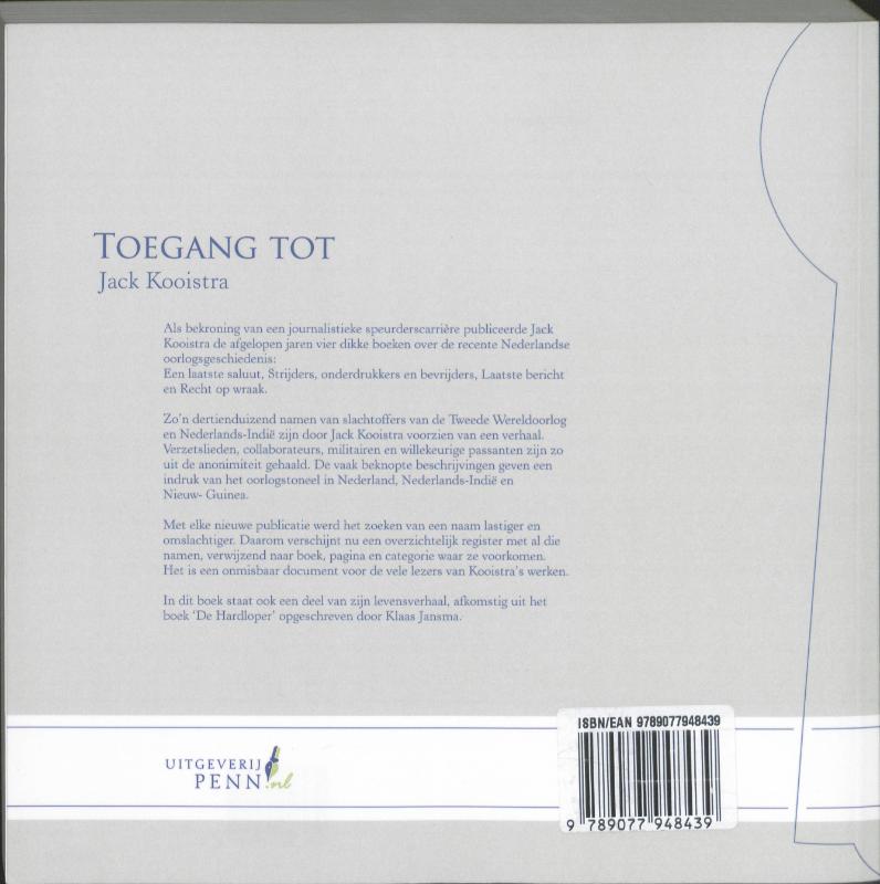 Achterkant van Toegang tot Jack Kooistra