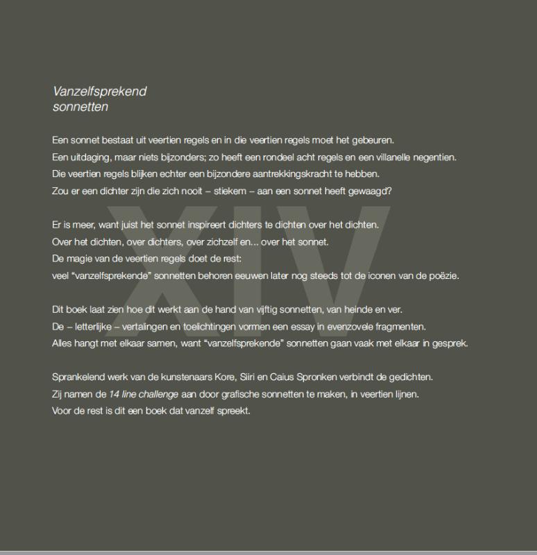 Achterkant van Vanzelfsprekend sonnetten