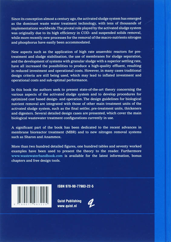 Achterkant van Handbook biological waste water treatment