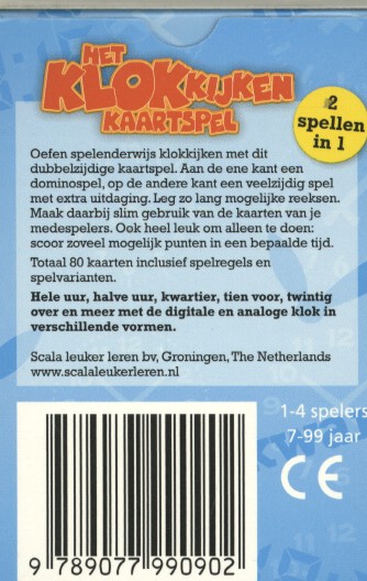 Achterkant van Het klokkijkenkaartspel