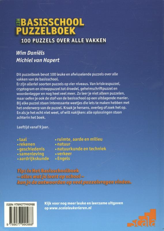 Achterkant van Het basisschool puzzelboek