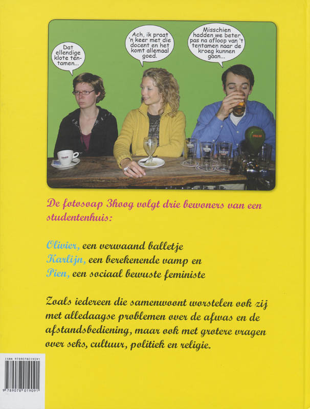 Achterkant van 1 Bal, 2 Bitches, 3 Hoog