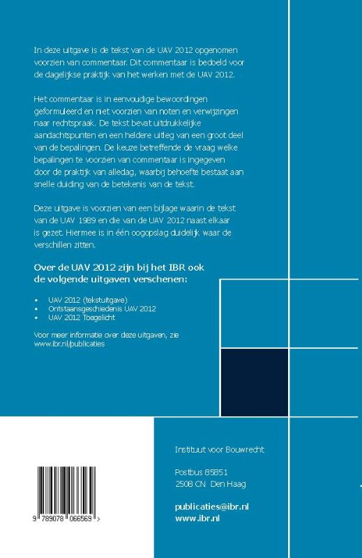 Achterkant van Praktische toelichting op de UAV 2012