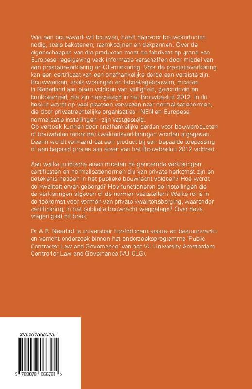 Achterkant van Certificering en normalisatie in het publieke bouwrecht