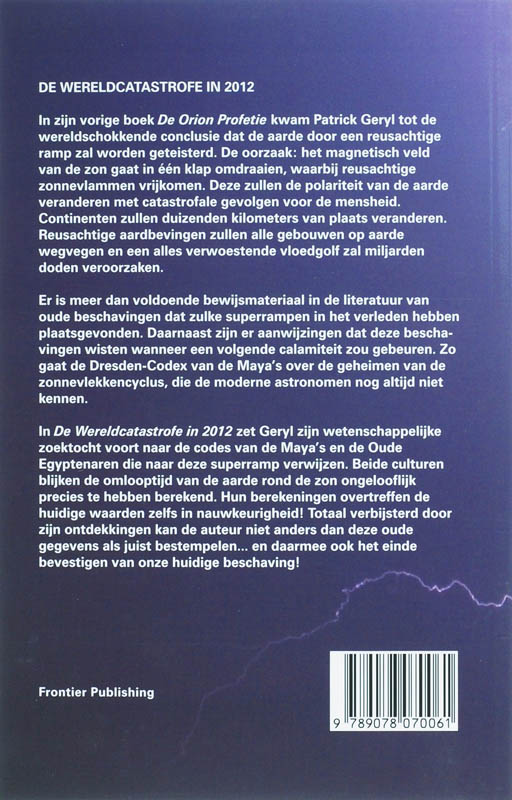 Achterkant van De wereldcatastrofe in het jaar 2012