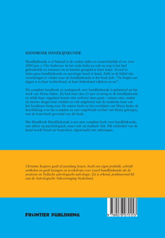 Achterkant van Handboek handlijnkunde