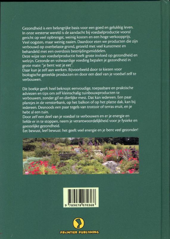 Achterkant van Natuurlijk tuinieren, gezond leven