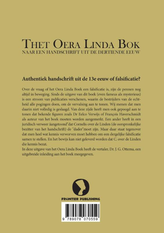 Achterkant van Thet Oera Linda Bok