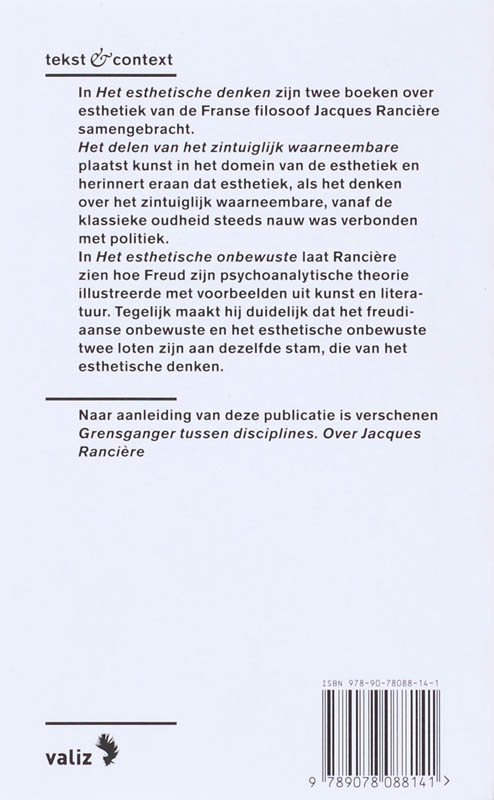 Achterkant van Het esthetische denken