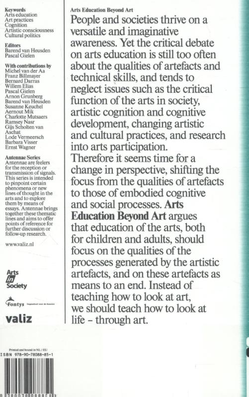 Achterkant van Arts education beyond art