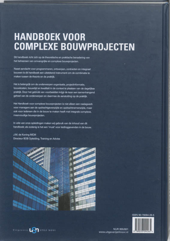Achterkant van Handboek voor complexe bouwprojecten