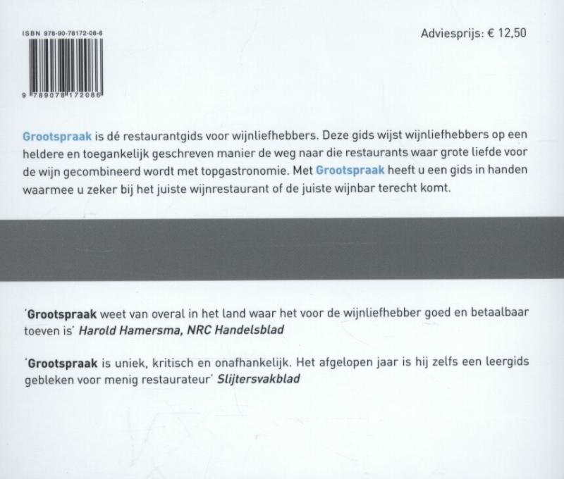 Achterkant van Grootspraak