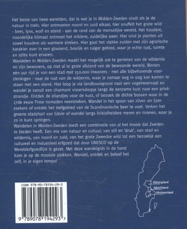Achterkant van Wandelen in Midden-Zweden