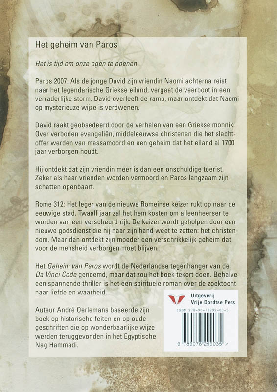 Achterkant van Het geheim van Paros