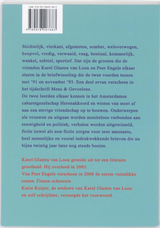 Achterkant van Tussen Glas en Engels
