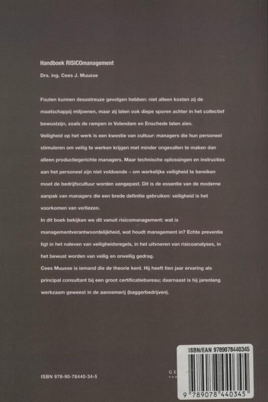 Achterkant van Handboek risicomanagement
