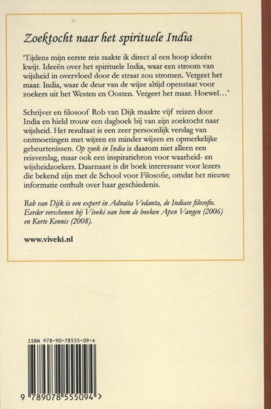 Achterkant van Op zoek in India