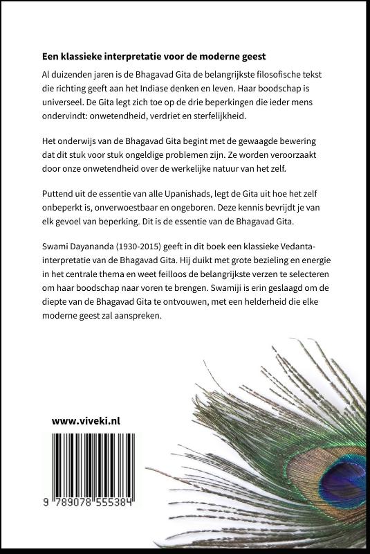 Achterkant van De essentie van de Bhagavad Gita