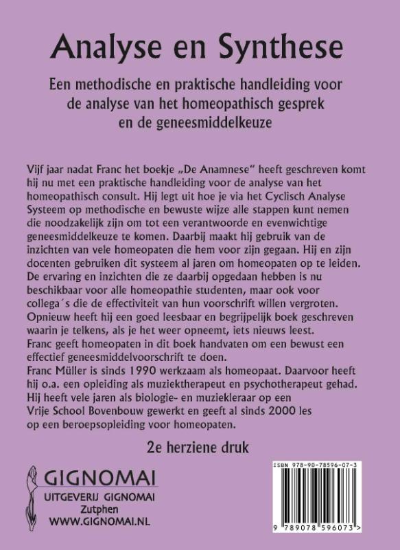 Achterkant van Analyse en synthese