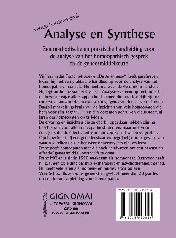 Achterkant van Analyse en Synthese