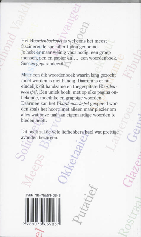 Achterkant van Woordenboekspel