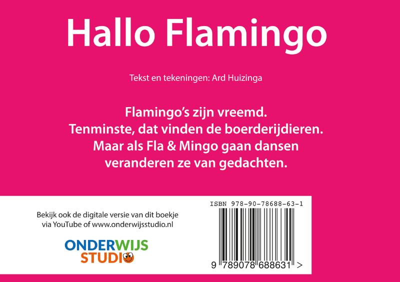 Achterkant van Hallo Flamingo