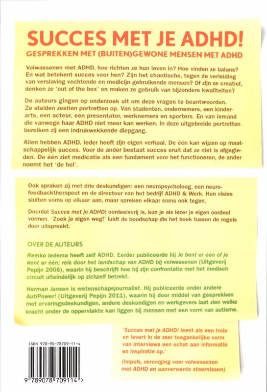 Achterkant van Succes met je ADHD!