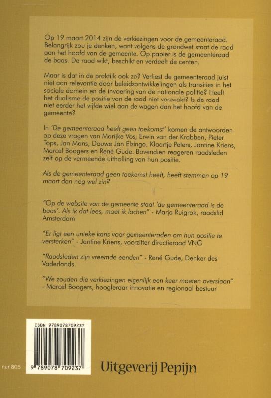 Achterkant van De gemeenteraad heeft geen toekomst