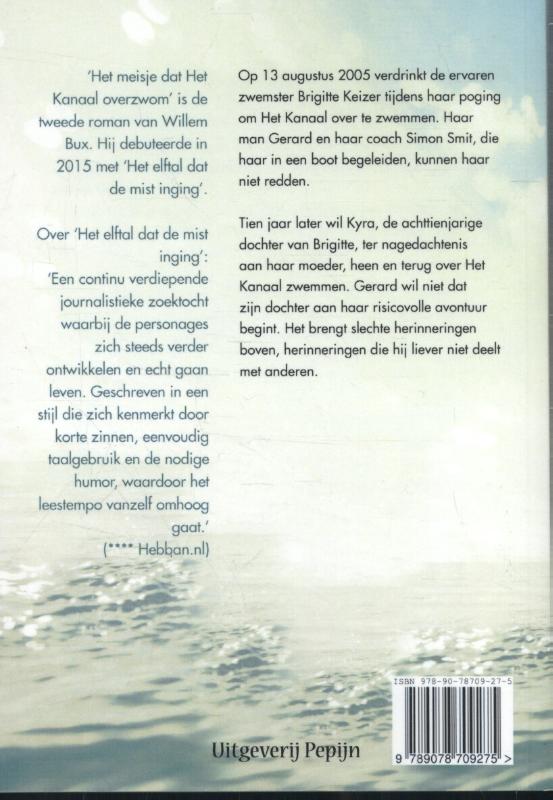 Achterkant van Het meisje dat Het Kanaal overzwom