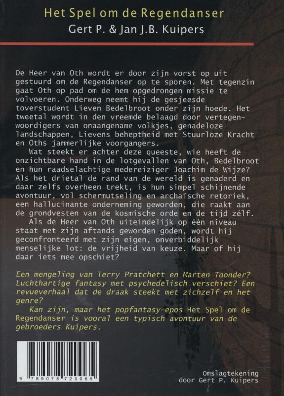 Achterkant van Het spel om de regendanser