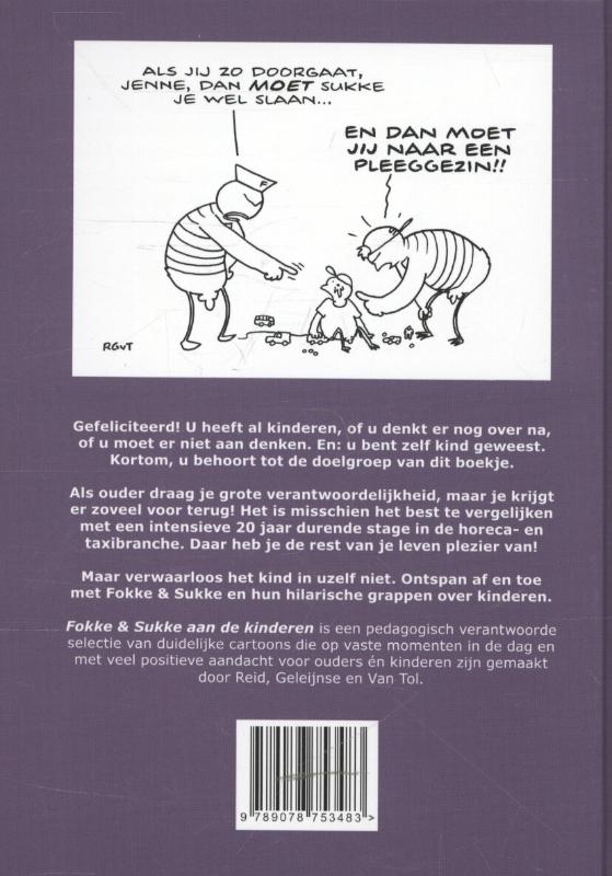 Achterkant van Fokke en Sukke aan de kinderen