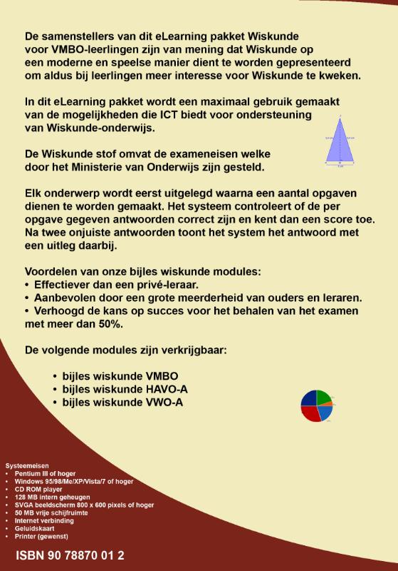 Achterkant van Cd-rom wiskunde voor VMBO leerlingen