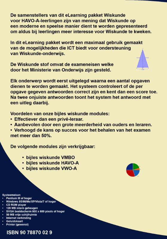 Achterkant van Cd-rom wiskunde voor HAVO-A leerlingen