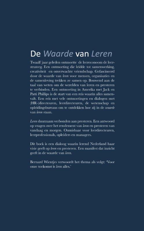 Achterkant van De waarde van leren