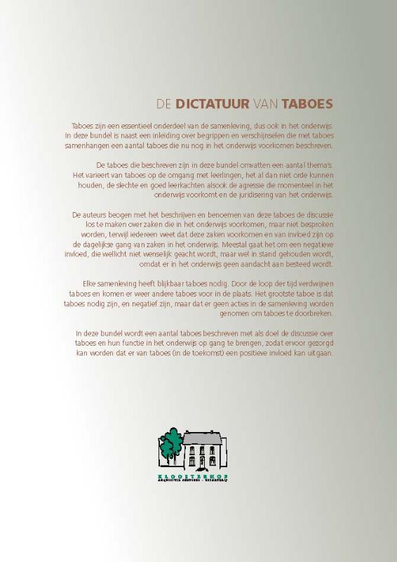 Achterkant van De dictatuur van taboes