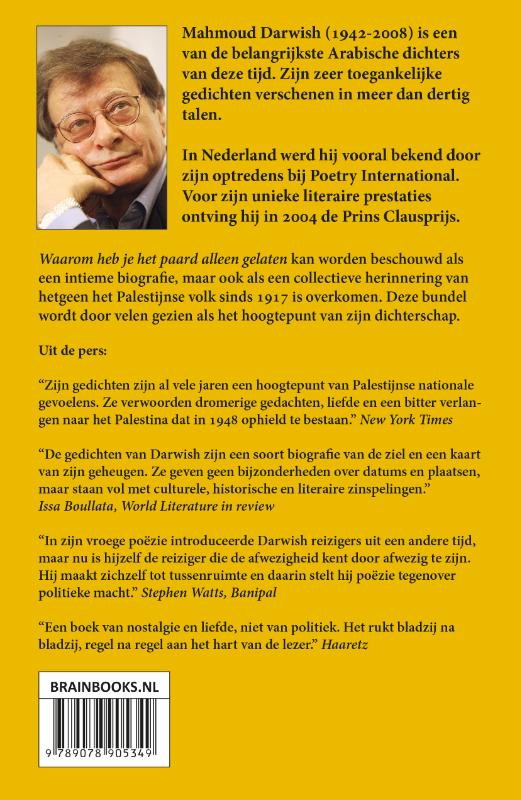 Achterkant van Waarom heb je het paard alleen gelaten