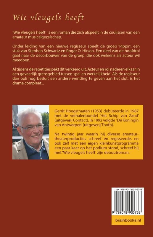 Achterkant van Wie vleugels heeft