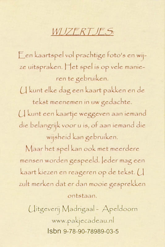 Achterkant van Wijzertjes