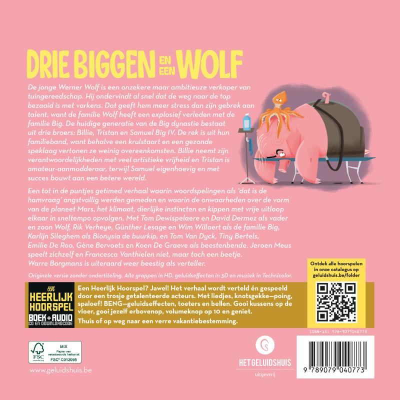 Achterkant van Drie Biggen en een Wolf