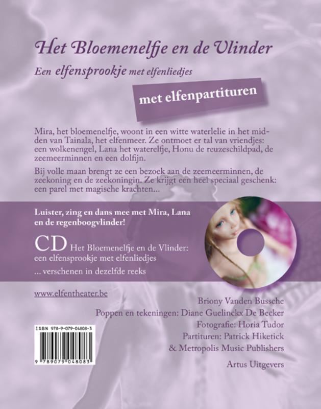 Achterkant van Het Bloemenelfje en de vlinder
