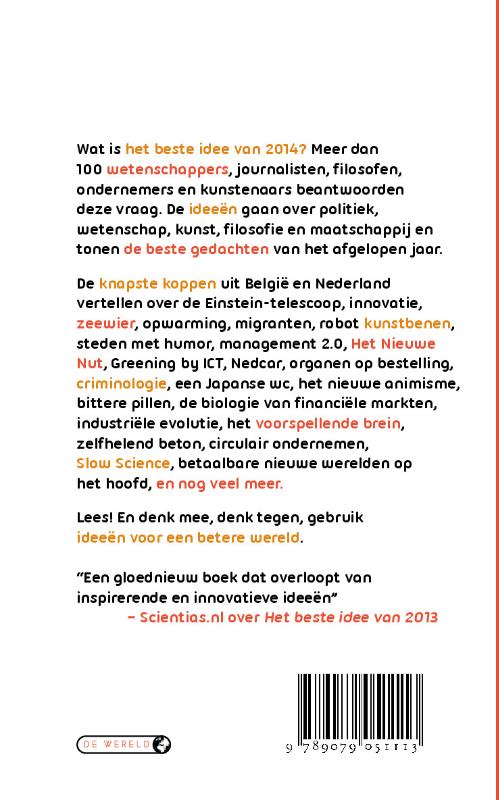 Achterkant van Het beste idee van 2014