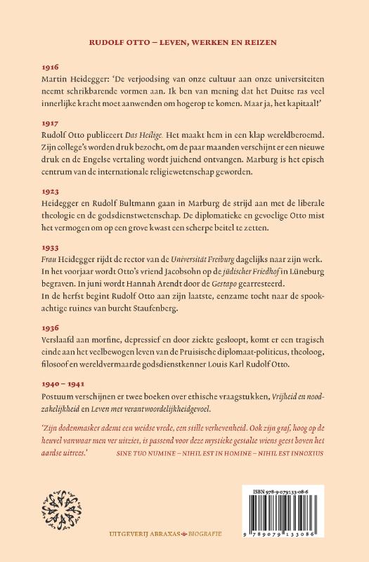 Achterkant van Rudolf Otto, biografie